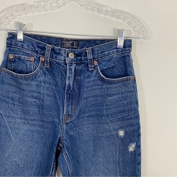 Abercrombie & Fitch 25/0 Mom Jeans High‎ Rise Straight Released Hem Distressed - Picture 4 of 12